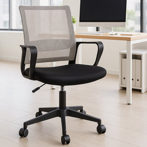 Sedia da Scrivania Nero e Grigio Ruote Piroettanti Seduta Ergonomica da Ufficio
