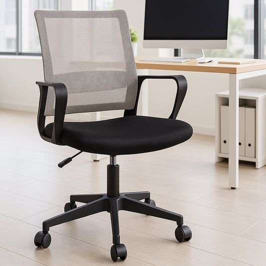 Sedia da Scrivania Nero e Grigio Ruote Piroettanti Seduta Ergonomica da Ufficio