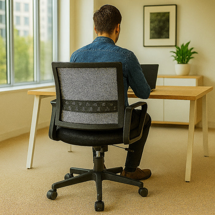 Sedia da Scrivania Nero e Grigio Ruote Piroettanti Seduta Ergonomica da Ufficio