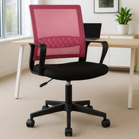 Sedia da Scrivania Nero e Rosa Ruote Piroettanti Seduta Ergonomica da Ufficio