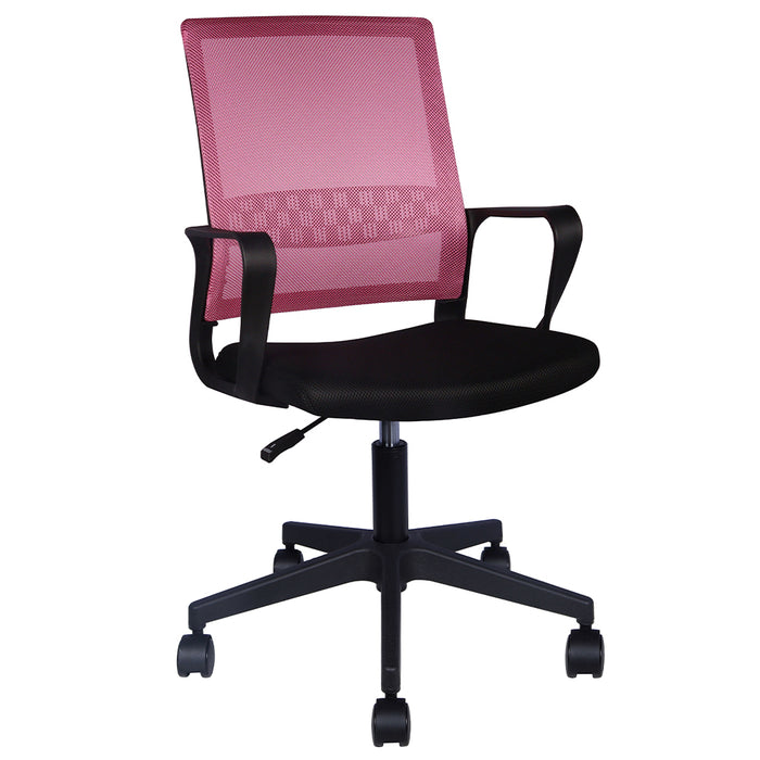Sedia da Scrivania Nero e Rosa Ruote Piroettanti Seduta Ergonomica da Ufficio
