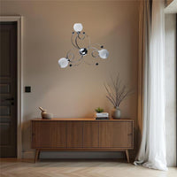 SAMU PLAFONIERA DESIGN MODERNO IN METALLO COLORE CROMATO E14 3 LUCI 46 WATT 52X52X27 CM