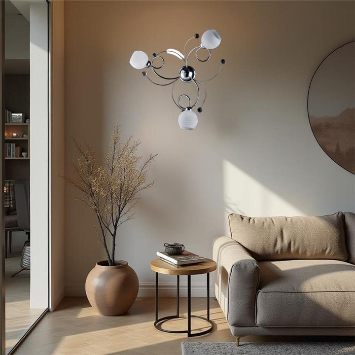 SAMU PLAFONIERA DESIGN MODERNO IN METALLO COLORE CROMATO E14 3 LUCI 46 WATT 52X52X27 CM