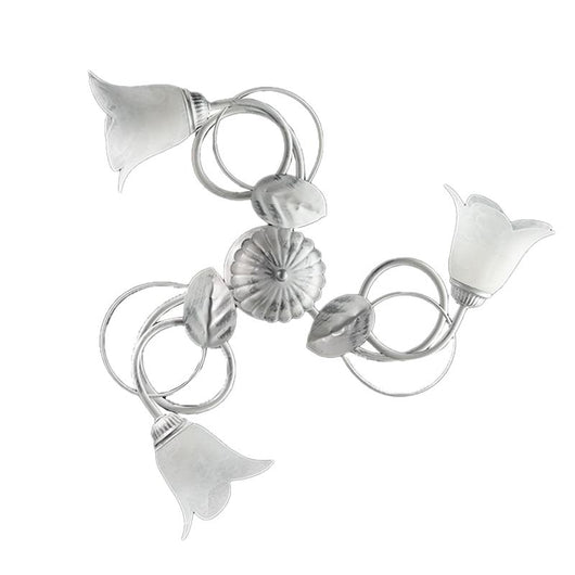MILANO PLAFONIERA DESIGN MODERNO IN METALLO COLORE BIANCO E ARGENTO E14 3 LUCI 46 WATT 51X51X25 CM