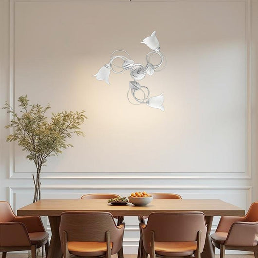 MILANO PLAFONIERA DESIGN MODERNO IN METALLO COLORE BIANCO E ARGENTO E14 3 LUCI 46 WATT 51X51X25 CM