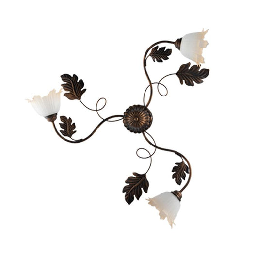 MARA PLAFONIERA DESIGN MODERNO IN METALLO COLORE MARRONE E ORO E14 3 LUCI 46 WATT 52X52X27 CM