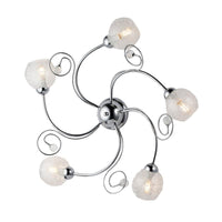 CRISTINA PLAFONIERA DESIGN MODERNO IN METALLO COLORE CROMATO E14 5 LUCI 46 WATT 65X65X23 CM