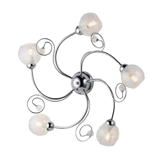 CRISTINA PLAFONIERA DESIGN MODERNO IN METALLO COLORE CROMATO E14 5 LUCI 46 WATT 65X65X23 CM
