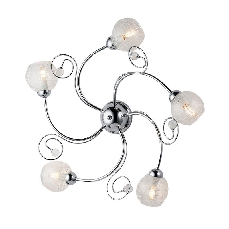 CRISTINA PLAFONIERA DESIGN MODERNO IN METALLO COLORE CROMATO E14 5 LUCI 46 WATT 65X65X23 CM