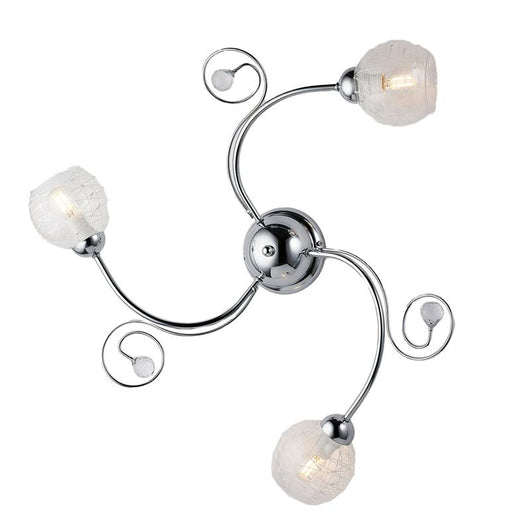 CRISTINA PLAFONIERA DESIGN MODERNO IN METALLO COLORE CROMATO E14 3 LUCI 46 WATT 65X65X23 CM