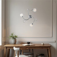 CRISTINA PLAFONIERA DESIGN MODERNO IN METALLO COLORE CROMATO E14 3 LUCI 46 WATT 65X65X23 CM