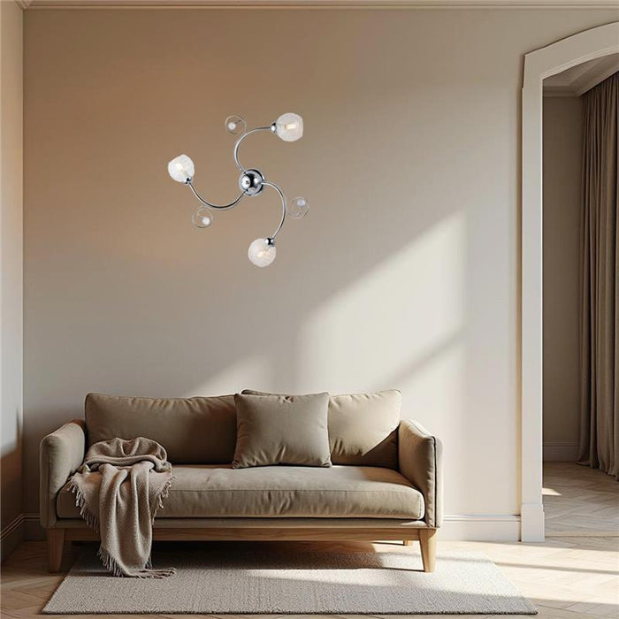 CRISTINA PLAFONIERA DESIGN MODERNO IN METALLO COLORE CROMATO E14 3 LUCI 46 WATT 65X65X23 CM