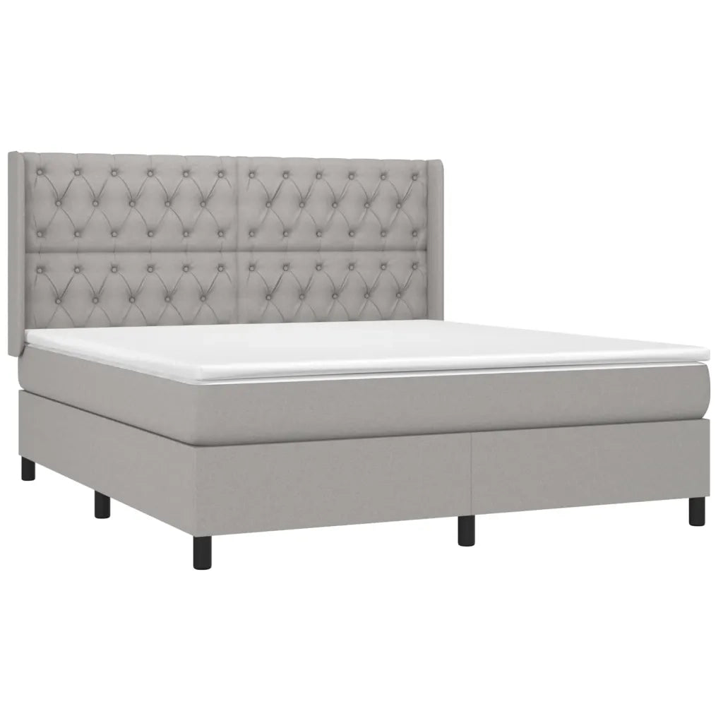 Giroletto a Molle con Materasso Grigio Chiaro160x200 cm Tessuto cod mxl 35832