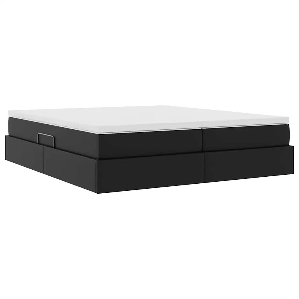 Letto con contenitore e materasso Nero 200 x 200 cm 3370345