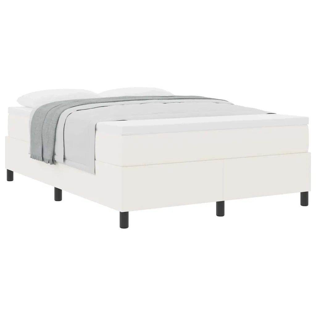 Letto a molle Crema e Bianco 140 x 200 cm Tessuto in Cords 3337469