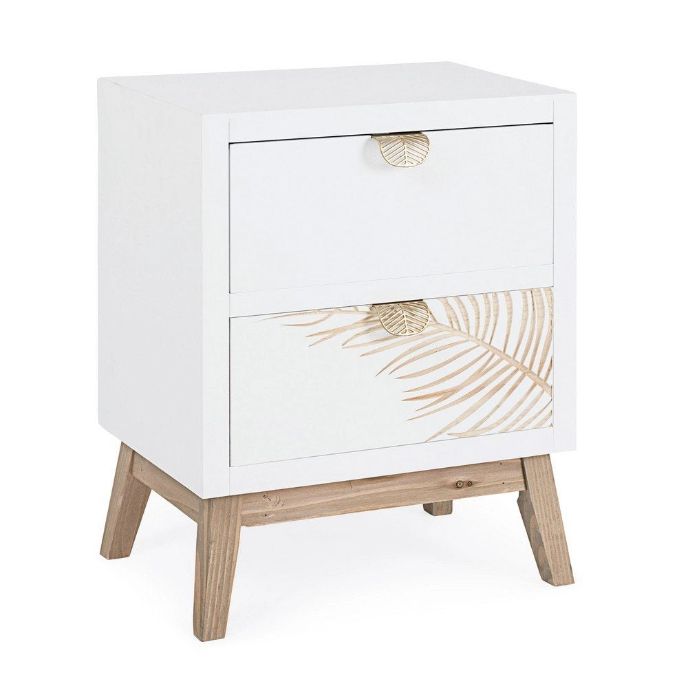 Comodino Legno Bianco Moderno da Interno - FLORA