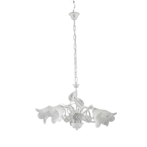 MILANO LAMPADARIO A SOSPENSIONE IN METALLO DESIGN MODERNO COLORE BIANCO E ARGENTO E14 5 LUCI 46 WATT 41X41X41 CM