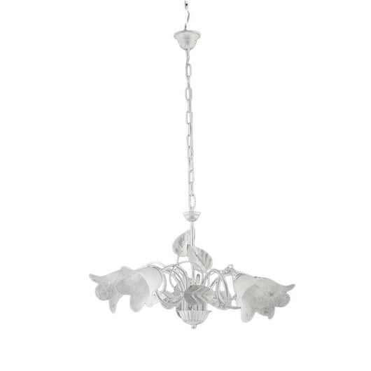 MILANO LAMPADARIO A SOSPENSIONE IN METALLO DESIGN MODERNO COLORE BIANCO E ARGENTO E14 5 LUCI 46 WATT 41X41X41 CM
