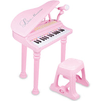 Pianoforte per Bambini con 31 Tasti Sgabello e Microfono Tastiera Musicale Rosa