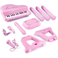 Pianoforte per Bambini con 31 Tasti Sgabello e Microfono Tastiera Musicale Rosa