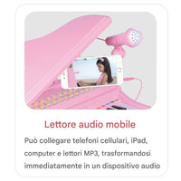 Pianoforte per Bambini con 31 Tasti Sgabello e Microfono Tastiera Musicale Rosa