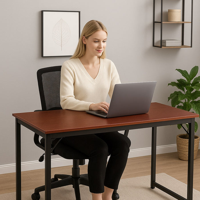 Scrivania Tavolo Porta PC Design Industriale Legno Metallo 120x60 Casa Ufficio