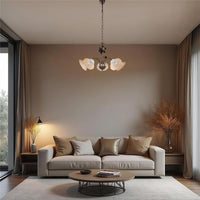 LAMPADARIO DESIGN MODERNO IN METALLO COLORE MARRONE E ORO E14 5 LUCI 46 WATT