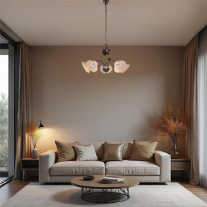 LAMPADARIO DESIGN MODERNO IN METALLO COLORE MARRONE E ORO E14 5 LUCI 46 WATT