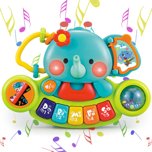 Elefante Musicale per Bambini da 6 Mesi Giocattolo Tastiera con Luci per Neonato
