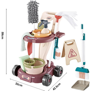 Kit di Pulizia per Bambini con Carrello Scopa Paletta Giocattolo Gioco Educativo