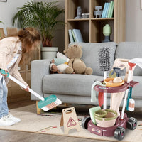 Kit di Pulizia per Bambini con Carrello Scopa Paletta Giocattolo Gioco Educativo