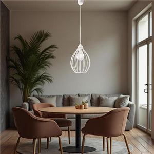 PINO LAMPADARIO IN METALLO DESIGN MODERNO COLORE BIANCO E27 1 LUCE 57 WATT 106X23 CM