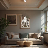 PINO LAMPADARIO IN METALLO DESIGN MODERNO COLORE BIANCO E27 1 LUCE 57 WATT 106X23 CM