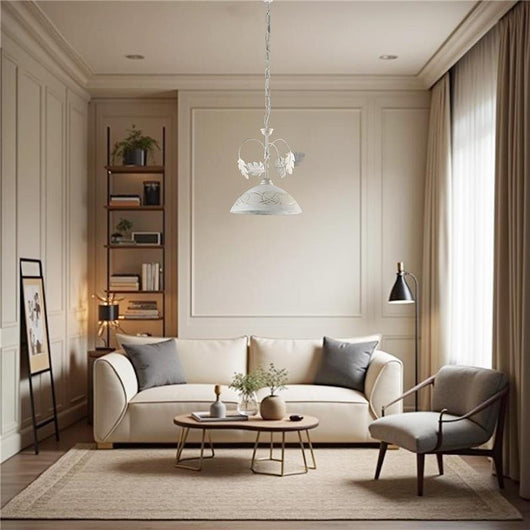 AMALFI LAMPADARIO IN METALLO DESIGN MODERNO COLORE AVORIO E ORO E27 1 LUCE 57 WATT DIAMETRO 100X33 CM