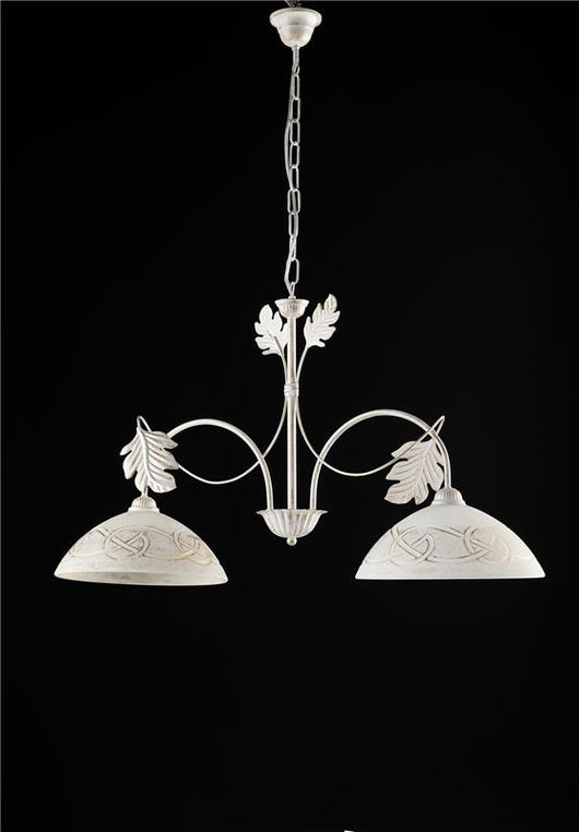 AMALFI LAMPADARIO IN METALLO DESIGN MODERNO COLORE AVORIO E ORO E27 2 LUCI 57 WATT 100X75X33 CM