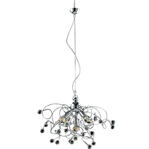 LISBONA LAMPADARIO DESIGN MODERNO IN METALLO COLORE CROMATO E14 5 LUCI 46 WATT