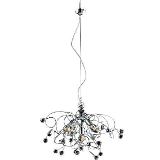 LISBONA LAMPADARIO DESIGN MODERNO IN METALLO COLORE CROMATO E14 5 LUCI 46 WATT