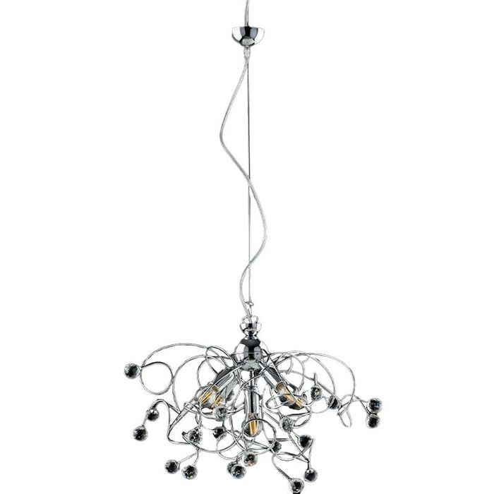 LISBONA LAMPADARIO DESIGN MODERNO IN METALLO COLORE CROMATO E14 5 LUCI 46 WATT