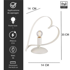 TRENDY LUME DESIGN MODERNO IN METALLO COLORE BIANCO E14 1 LUCE 46 WATT 14X14X35 CM