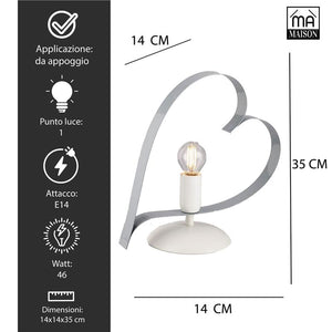 TRENDY LUME DESIGN MODERNO IN METALLO COLORE GRIGIO E14 1 LUCE 46 WATT 14X14X35 CM