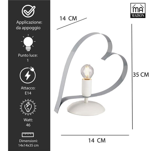 TRENDY LUME DESIGN MODERNO IN METALLO COLORE GRIGIO E14 1 LUCE 46 WATT 14X14X35 CM