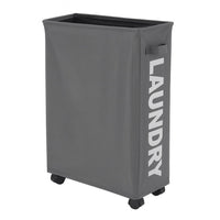 Cesto Biancheria Sporca Pieghevole in Tessuto Oxford Slim con Ruote e Coperchio Grigio