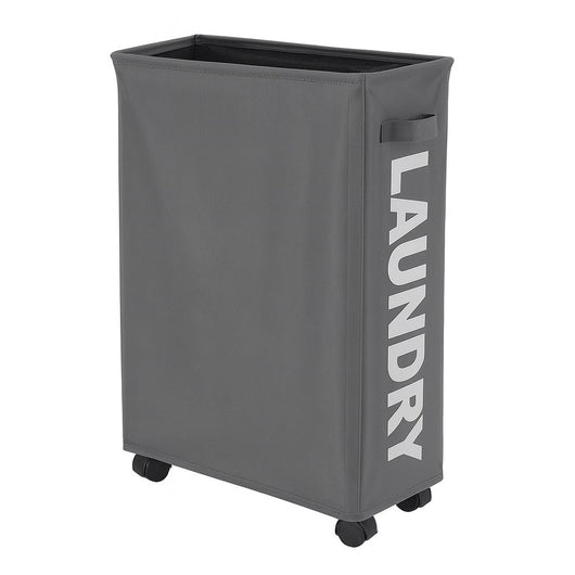 Cesto Biancheria Sporca Pieghevole in Tessuto Oxford Slim con Ruote e Coperchio Grigio