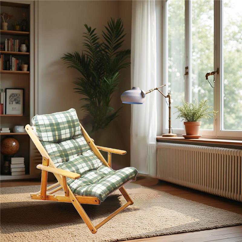 POLTRONA RELAX COMODONA VERDE SCOZZESE IN LEGNO 3 POSIZIONI