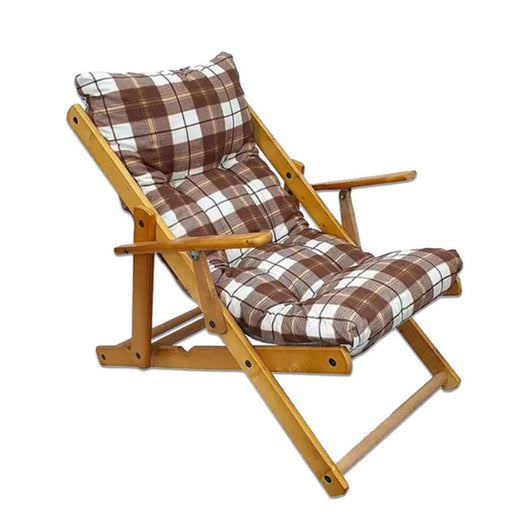 POLTRONA RELAX COMODONA MARRONE SCOZZESE IN LEGNO 3 POSIZIONI