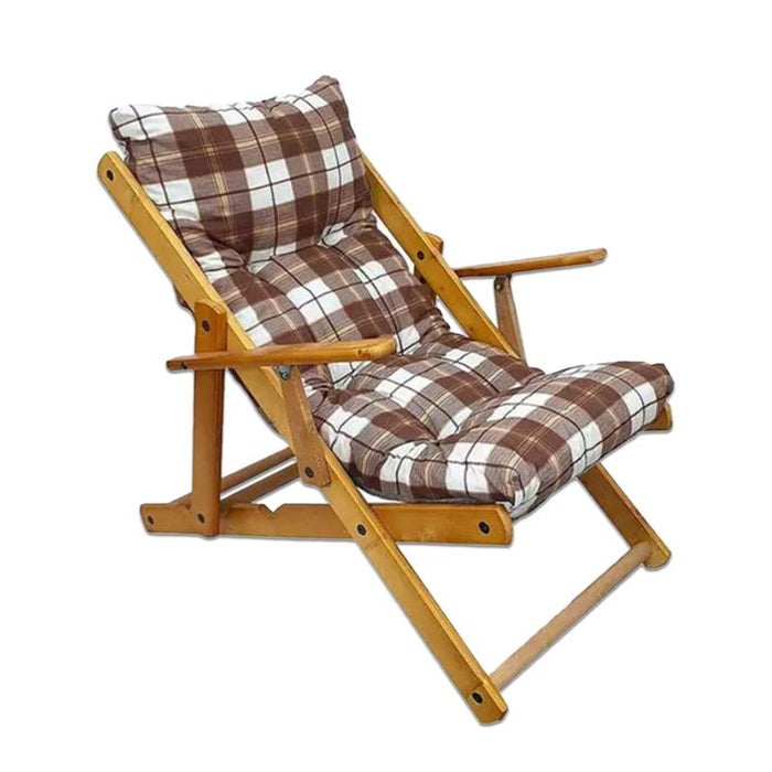 POLTRONA RELAX COMODONA MARRONE SCOZZESE IN LEGNO 3 POSIZIONI