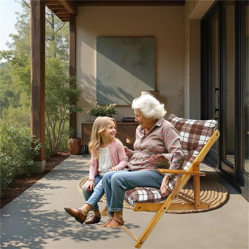 POLTRONA RELAX COMODONA MARRONE SCOZZESE IN LEGNO 3 POSIZIONI