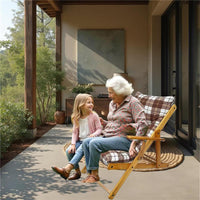 POLTRONA RELAX COMODONA MARRONE SCOZZESE IN LEGNO 3 POSIZIONI