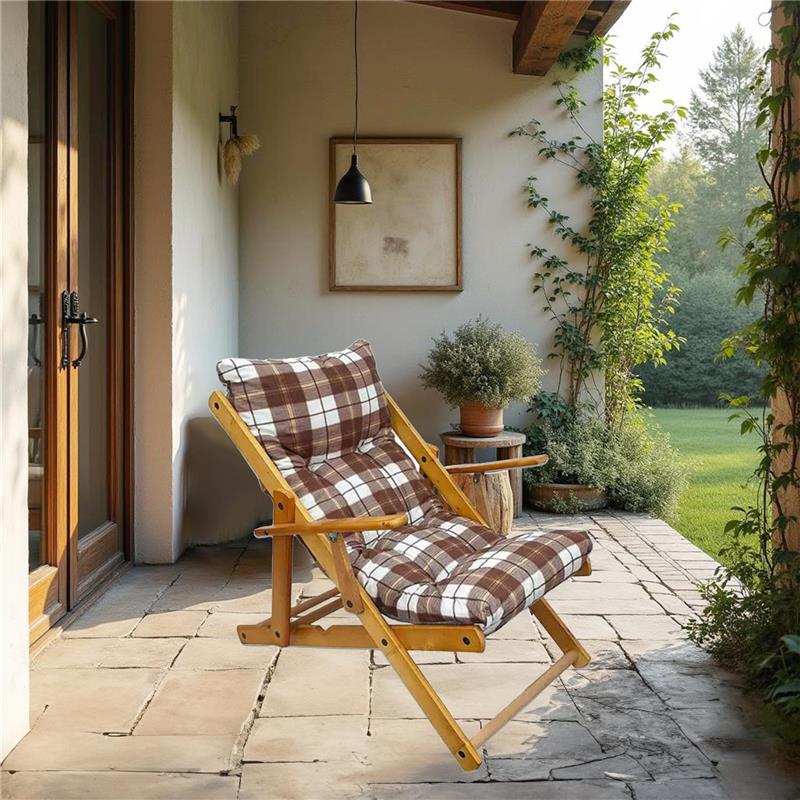 POLTRONA RELAX COMODONA MARRONE SCOZZESE IN LEGNO 3 POSIZIONI