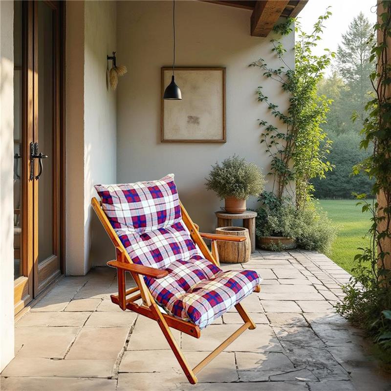 POLTRONA RELAX COMODONA ROSSO BORDEAUX SCOZZESE IN LEGNO CON  3 POSIZIONI